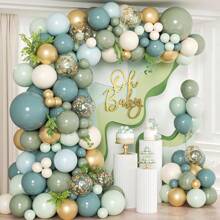 Confetti Dusty Blue Sage Green Metallic Gold Aluminum Foil Glitter And Paper Confetti Thickening Latex Balloon Garland Arch Kit For Boho Babyshower Woodland Jungle Safari Birthday Wedding Engagement First Communion Party Decorations - As Shown In the Picture (mixed Color) - View 8