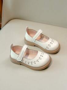 1 双时尚纯色透气女童休闲平底凉鞋，夏季简约风格 - 米色 - 查看 5