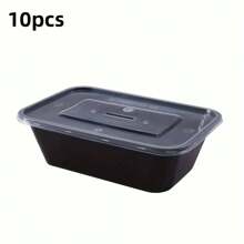 10个/30个装餐前食品容器，450毫升/750毫升弧形塑料食品储物盒带盖，一次性餐食准备容器，微波炉/洗碗机/冰箱适用，厨房配件 - 黑色 - 查看 15