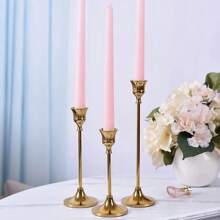 3 件套复古金色金属锥形烛台,现代高脚烛台装饰,婚礼派对餐饮桌面中心装饰 - 銅色 - 查看 16