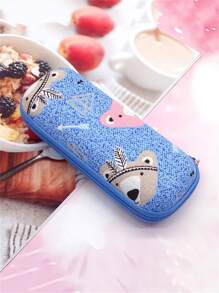 青少年/男孩/女孩可爱图案眼镜盒 - EVA 拉链光学眼镜盒，适合处方眼镜