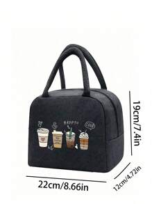 4杯装珍珠奶茶图案保温午餐包，粉色爱心和“真爱”图案保温午餐盒，带黑色餐具袋，大容量学生保温冷藏包 - 彩色 - 查看 10
