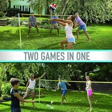 Sports Voleibol + Bádminton Combo - Patio Trasero + Voleibol de Playa al Aire última intervensión + Red de bádminton - Bádminton portátil + Red de Voleibol con Bastones, Voleibol, Raquetas + - Familia - Ver 9