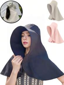 1 Pc Unisex Outdoor Breathable Sun Hat, 50+ UPF Protection, Style Wide Brim Neck Cover Hat For Fishing, Hiking, Camping, Suitable For Beach, Gardening, Ponytail Holes