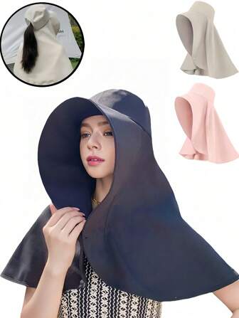 1 件男女通用户外透气太阳帽，50+ UPF 防护，款式宽边颈罩帽，适合钓鱼、徒步旅行、露营，适合海滩、园艺、马尾辫孔