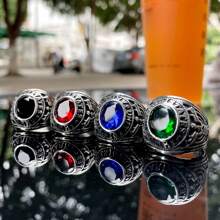Men's Titanium Steel Hollow Design Rings, Fashionable Punk Style Index Finger Rings - Grey - View 2