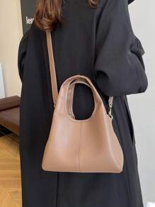 女士优雅水桶手提包，时尚简约，适合工作，斜挎包，黑色