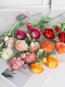 1 件/4 件人造奥斯汀玫瑰束仿真牡丹长茎人造花适合家庭花瓶办公室婚礼订婚插花周年纪念母亲节生日礼物 - 3頭洋牡丹 - 查看 4