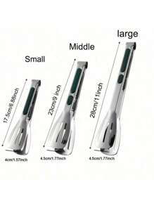 3pcs Set Stainless Steel Easy-Grip Clamps, Cookout Tongs, Heat-Resistant Non-Slip BBQ Grill Tongs, Meat Claws, For Cooking, Serving, BBQ, Grilling, Salad, Kitchen Tools, Baking Accessories - Multicolor - View 5