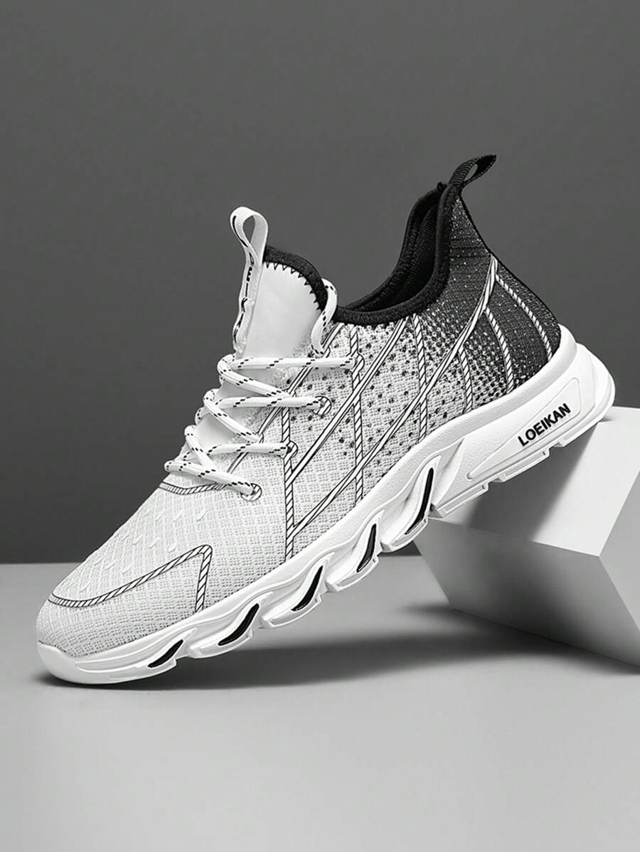 2025 Plus Size Men's Skateboard Shoes, Retro/Collegiate Sneakers, Geometric Pattern Casual Outdoor Big Foot Shoes, Low-Top Athletic Shoes With Thick Sole Grip And Leather Upper For Running & Daily Wear, All Season