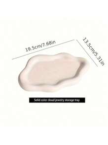 1pc Nordic Cloud-Shaped Ceramic Trinket Tray, Cute Cartoon Photo Prop Jewelry Display Dish - White - View 2