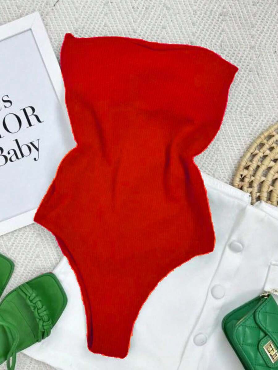 STRAP-DOWN BODYSUIT WITH SEXY PADDING - Rojo - Ver 1