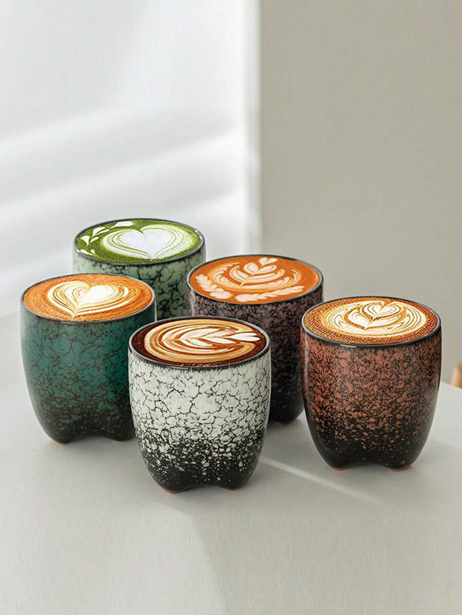 1 件 200 毫升创意反应釉拿铁咖啡杯、拿铁艺术杯、浓缩咖啡杯、马克杯、玻璃杯、早餐杯、牛奶杯，适合家庭和办公室使用，易于清洁，是送给家人、朋友、同事的绝佳礼物 - 窯變三角杯 - 查看 1