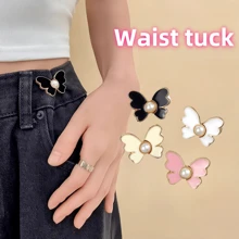 1pc Zinc Alloy Butterfly Shape Waist Adjuster Clasp, Detachable No-Drill No-Sew Waist Shrinker For Jeans, Trousers