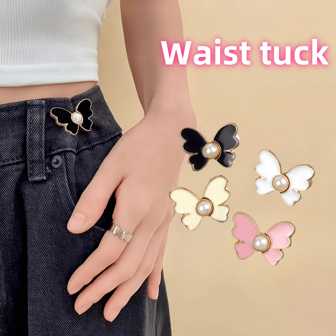 1pc Zinc Alloy Butterfly Waist Cincher Buckle, Detachable Non-Sewing Waist Adjustment Device For Jeans, Downsizing Waistline