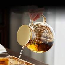 1pc High Borosilicate Glass Teapot, High Temperature Resistant Thick Tea Pot With Tea Strainer, Home Use Electric Stove Kettle For Flower Tea Making