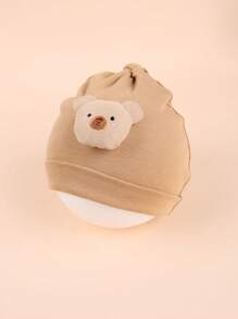1pc Infant Baby Bear Ears No Brim Sleeping Cap With Tail, 3-15 Months
