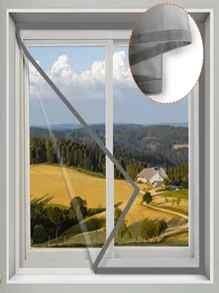 1 pedaço de cortina de rede de ventilação cinza mosquiteira, sem perfuração, com gancho e alça, fácil instalação, quarto, à prova de insetos, banheiro, ventilação, ventilação e criptografia de poeira, manual de ventilação, decoração para casa, simples e conveniente