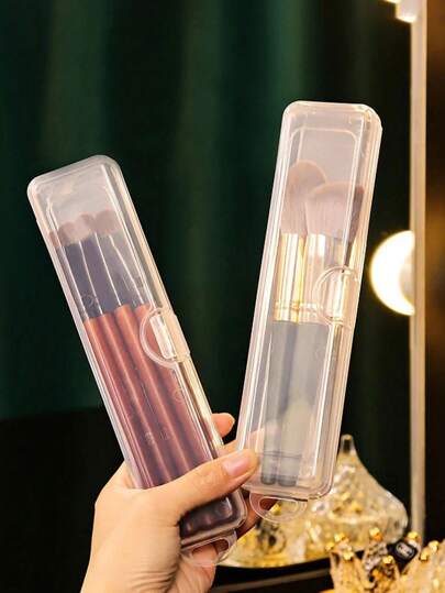 1/2 piezas Caja de almacenamiento de brochas de maquillaje, Caja para cables de datos, Kit de cejas, Caja portátil para cubiertos, Caja para pasta de dientes y cepillo de dientes, Caja de cosméticos, Caja para palillos, Decoración para el hogar y el baño, Decoración de otoño, Organizador de maquillaje, Regreso a clases