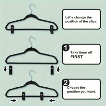 10pcs Gray/Black Velvet Hangers Clips Pack Of 10, Pants Hangers Velvet Clips, Large Opening Clip Strong Finger Flocked Clips Perfect For Use With Slim-Line Clothes Velvet Hangers