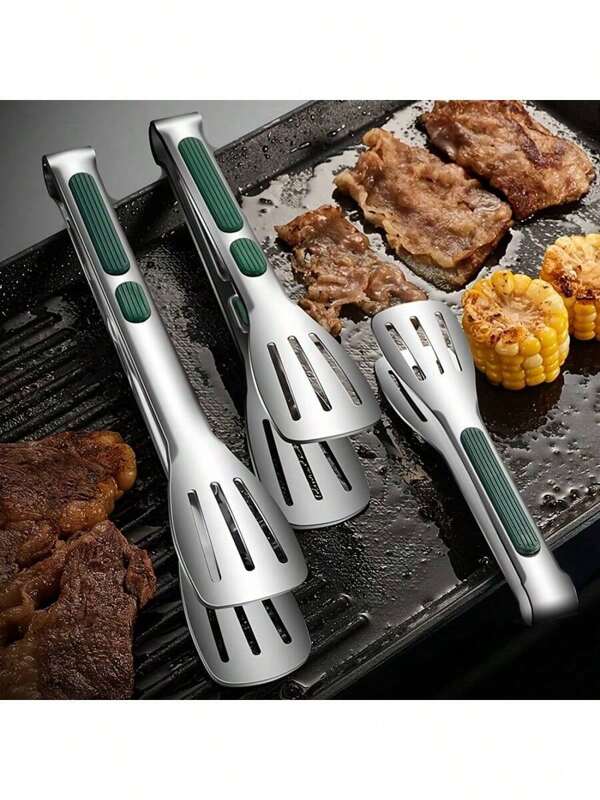 1 pezzo Pinze in acciaio inossidabile antiscivolo per servire carne, insalata, pane, strumento per grigliate, buffet, cucina, accessori per barbecue