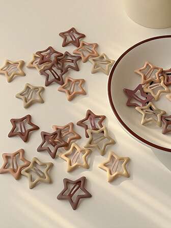 20 st/set matta metalliska stjärnhårspännen, moderiktiga minihårnålar, söta år 2000-accessoarer lämpliga för dagligt bruk klor hårklämmor hårspännen hårspännen, skolsaker, håraccessoarer