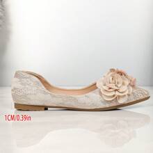 Flat Slip-On Pointed Toe Floral Summer Slip-On Shoes For Dresses - Apricot - View 2