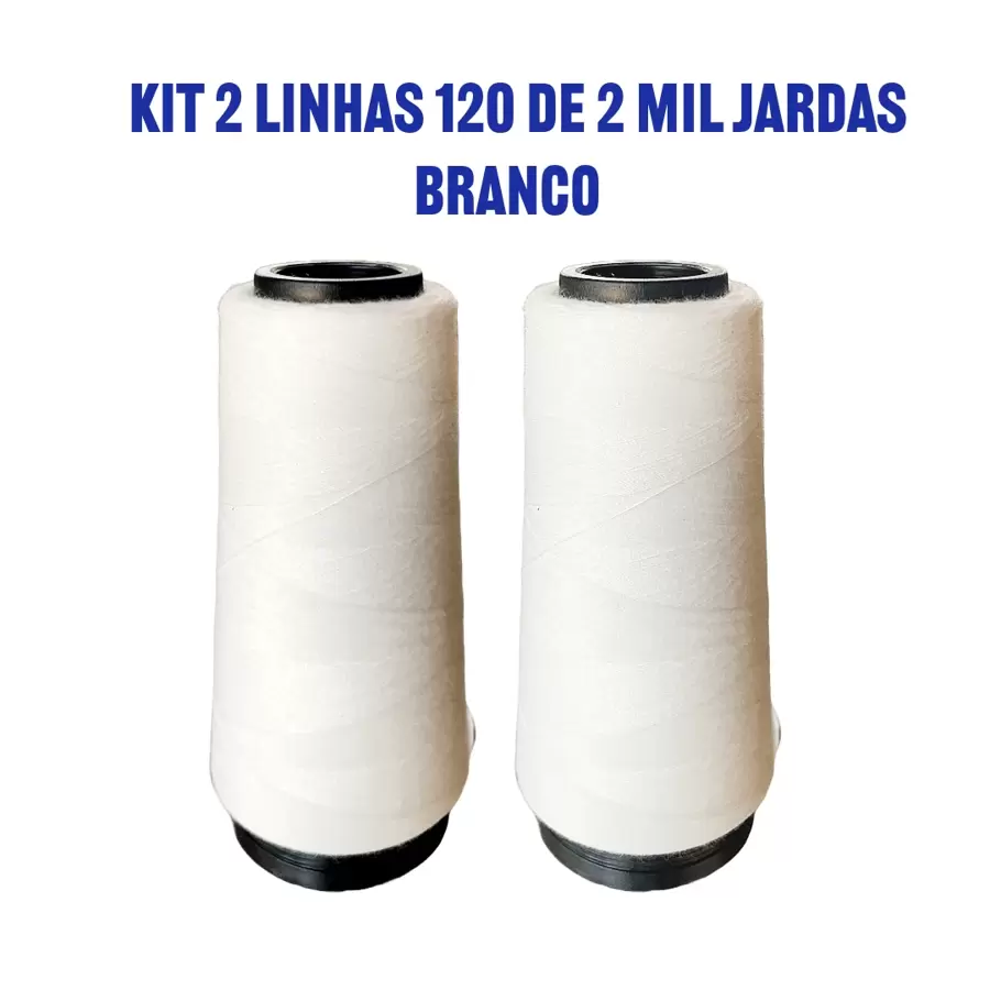 Kit 2 Sewing Threads 120 Straight 2,000 Yards, White, Black And Colored - 白色 - 查看 1