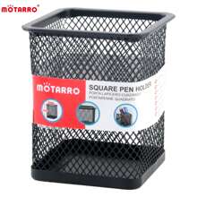 Motarro* 1 pieza MOTARRO Portalápices para escritorio de oficina, recipiente organizador de metal con malla cuadrada redonda para bolígrafos, lápices y útiles, estuche escolar