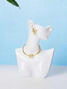 1pc White Elegant Polyresin Side-Profile Model Earring & Necklace Display Stand, Creative Jewelry Holder Display Prop