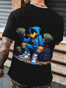 Summer Collection: Men's Casual Printed T-Shirt - Lightweight, Slim Fit With Crew Neck, Polyester Blend