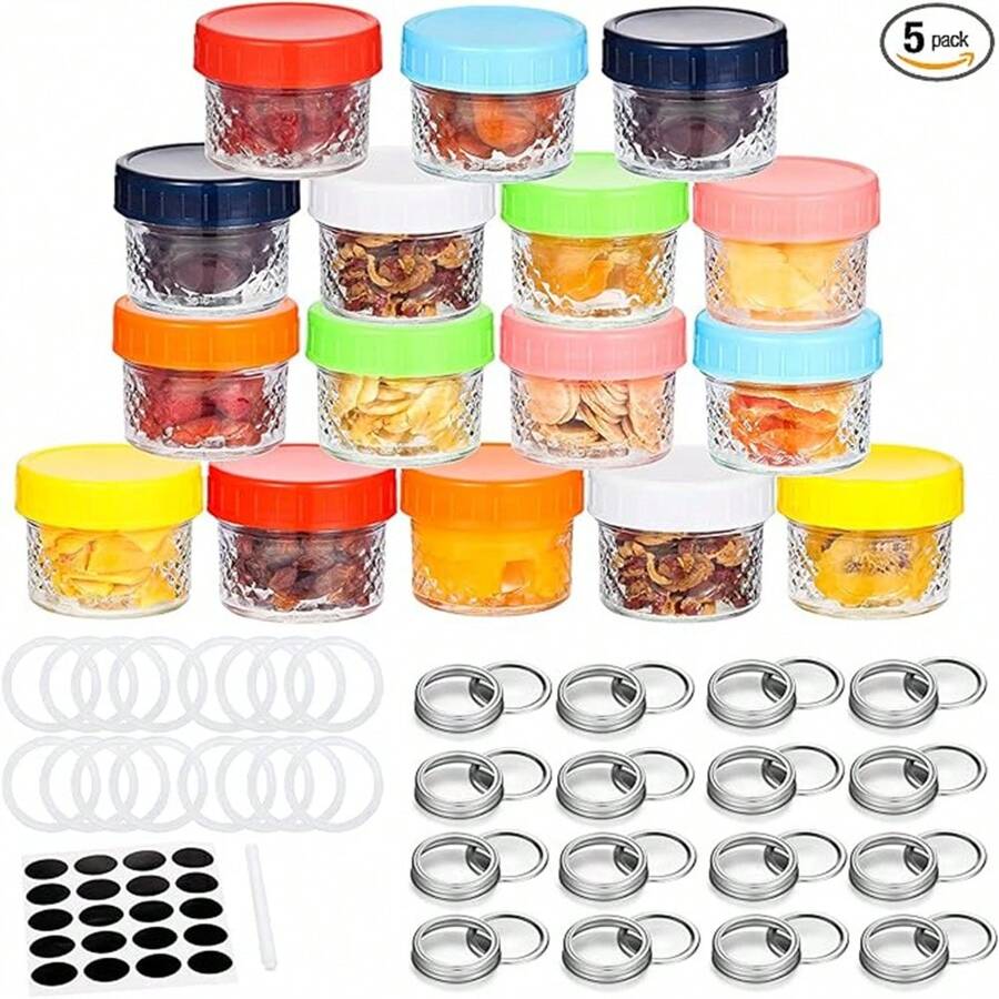 16 PACK Mini Mason Jars Glass Canning Jars, 4 OZ Jelly Jars With Regular Lids, Ideal For Honey, Jam, Wedding Favors, Shower Candle, Baby Food, Small Spice Jars - 無色 - 查看 1