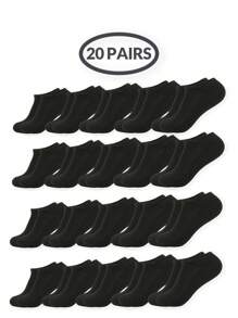 1/2/5/10/15/20/30 pares de calcetines cortos negros simples y versátiles para hombre, talla grande, sueltos, transpirables y cómodos para uso diario