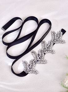 1 قطعة حزام زفاف مزين بأوراق بلورية فضية، مناسب للفساتين الرسمية، إكسسوارات الثوب للعرائس، إكسسوارات عيد الحب - يولا - مشاهدة 5