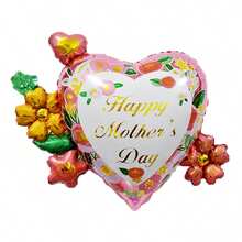 1pc Mother's Day Balloon: Heart-Shaped Floral Bouquet Balloon With Bowties, Happy Mother's Day Party Decorations - Multicolor - View 12