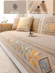 1pc Bohemian Chenille Sofa Cushion Cover, Modern & Minimalist, Dust-Proof, Anti-Slip, Washable Couch Protector Slipcover, Warm, Fade-Resistant, Pet-Friendly, Suitable For Bedroom, Office, Living Room, L-Shaped Sofa 1/2/3/4 Seater
