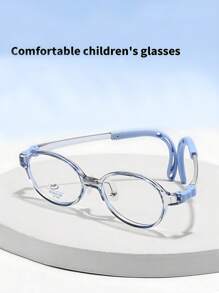 1pc Kids Oval-Shaped Eyeglasses, Cute School Style With Flexible Temples, Comfortable Wear For Boys & Girls - Blue Light Blocking Glasses - View 7