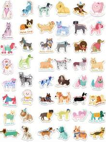 100 piezas de pegatinas con diseño de perros de dibujos animados en estilo dibujado a mano para diario, scrapbook, funda de teléfono, portátil, decoración de taza de agua, útiles escolares, de vuelta a la escuela