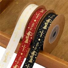 1pc Graduation Ribbon, 10 Yds/Roll Black And Gold Celebration Ribbon, Gift Wrapping For Flower Bouquet, Graduation Party Decorations - Multicolor - View 4
