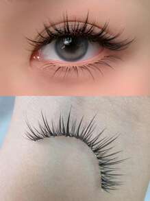 5 Pairs Full Strip False Eyelashes, Natural Look Crossed Dense Lashes, Clear Stem Integrated Lashes, Daily Makeup Tool, Japanese Anime Style Crossed Lashes, Convenient Application, Korean Celebrity Curly Fake Lashes