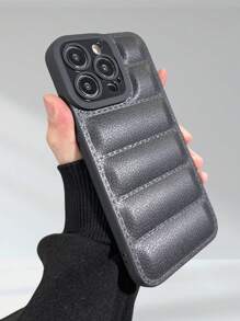 Leather Texture TPU Protective Lens Shock-Proof Phone Case Compatible With Iphone Smartphones, Down Jacket Style