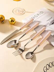 Juego de cubiertos de acero inoxidable de 2/4/12/24 piezas con mango de cerámica - Cuchillo para bistec, cuchara sopera, cuchara de postre y tenedor - Cubiertos creativos, utensilios y accesorios de cocina que incluyen cuchillo, tenedor, cuchara - Perfecto para comidas diarias, fiestas y reuniones festivas - Multicolor - Ver 20