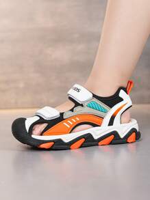 儿童运动凉鞋，带脚趾保护，透气，防滑，设计，适合儿童夏季户外活动，沙滩水鞋 - 黑色 - 查看 4