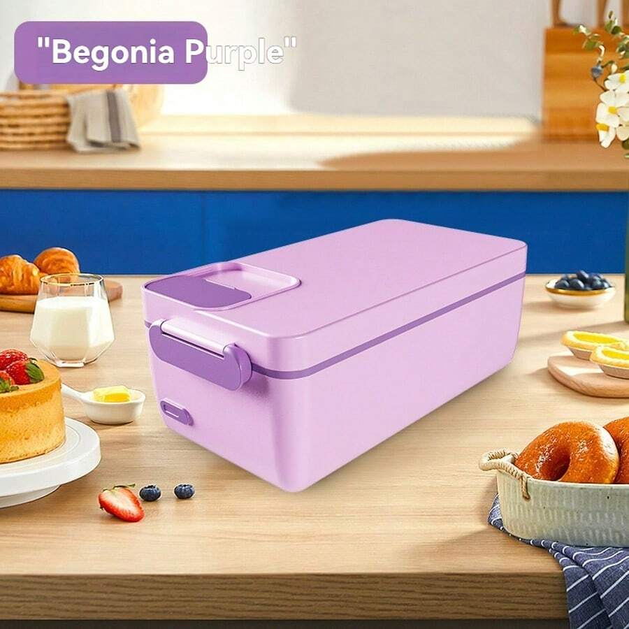 1pc USB Rechargeable Portable Electric Lunch Box - Ounce Meal Heater With Leak-Proof Detachable Container, Cutlery And Insulated Bag, Suitable For Car, Truck, Work, Camping And Food Heating, Travel Food Warmer | Modern Bento | Lock Lid