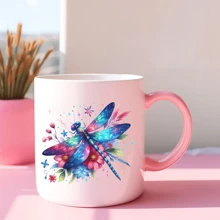 1 st (20 verschillende patronen kunnen vrij worden gesneden) Dragonfly & Flower Series Design Heat Transfer Paper, waterdicht voor glazen bekers, roestvrijstalen rolvinyltransferpapier, UV DTF, geschikt voor 16OZ-bekers, koelkasten, laptops, mokken en andere vlakke oppervlakken, waterdichte doe-het-zelfdecoratie (bekers niet inbegrepen)