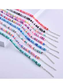 1 Pieza Collar sencillo con cuentas de colores bohemio de verano