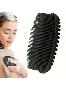 1pc Silicone Cleaning Brush For Shower, Silicone Shampoo Shower Brush, Household Adult Double-Sided Rubbing Bath Brush, Massage Bath Brush, Bathroom Cleaning Tools