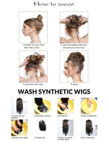 Synthetischer unordentlicher lockiger Haar-Knoten Chignon Haarverlängerung Scrunchie, falsches braunes und schwarzes Haar mit Schwanz für Frauen Haarteile