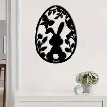 1pc Metallic Bunny Easter Egg Wall Decor, Reusable Holiday Home And Party Decoration, Ideal Gift For Friends, Bunny Accessory