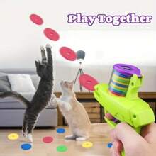 Ensemble de lance-jouets interactifs avec disques en mousse - Lance-jouets manuels pour cadeau d'amateurs de chats/chiens et jeux d'amour de maman de chien/chat. Jouet en plastique sans piles - Disques colorés pour jeux de fête et activités amusantes